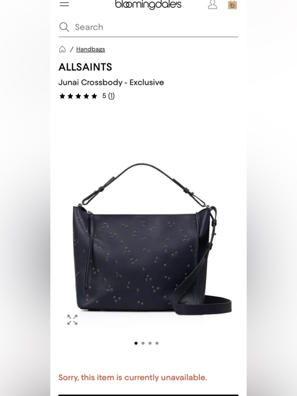 AllSaints Junai Studded Convertible Leather Crossbody Bag — Black